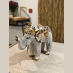optimizado elefante madera blanco y dorado