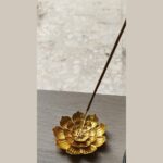 optimizado porta incienso flor loto dorado