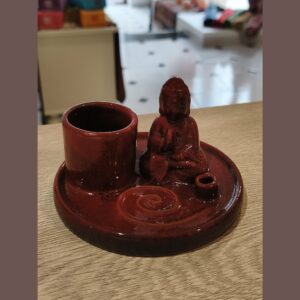 optimizado porta velas y quemador de incienso rojo