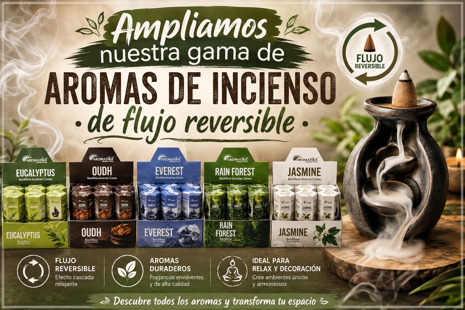 Conos de incienso de Flujo Reversible